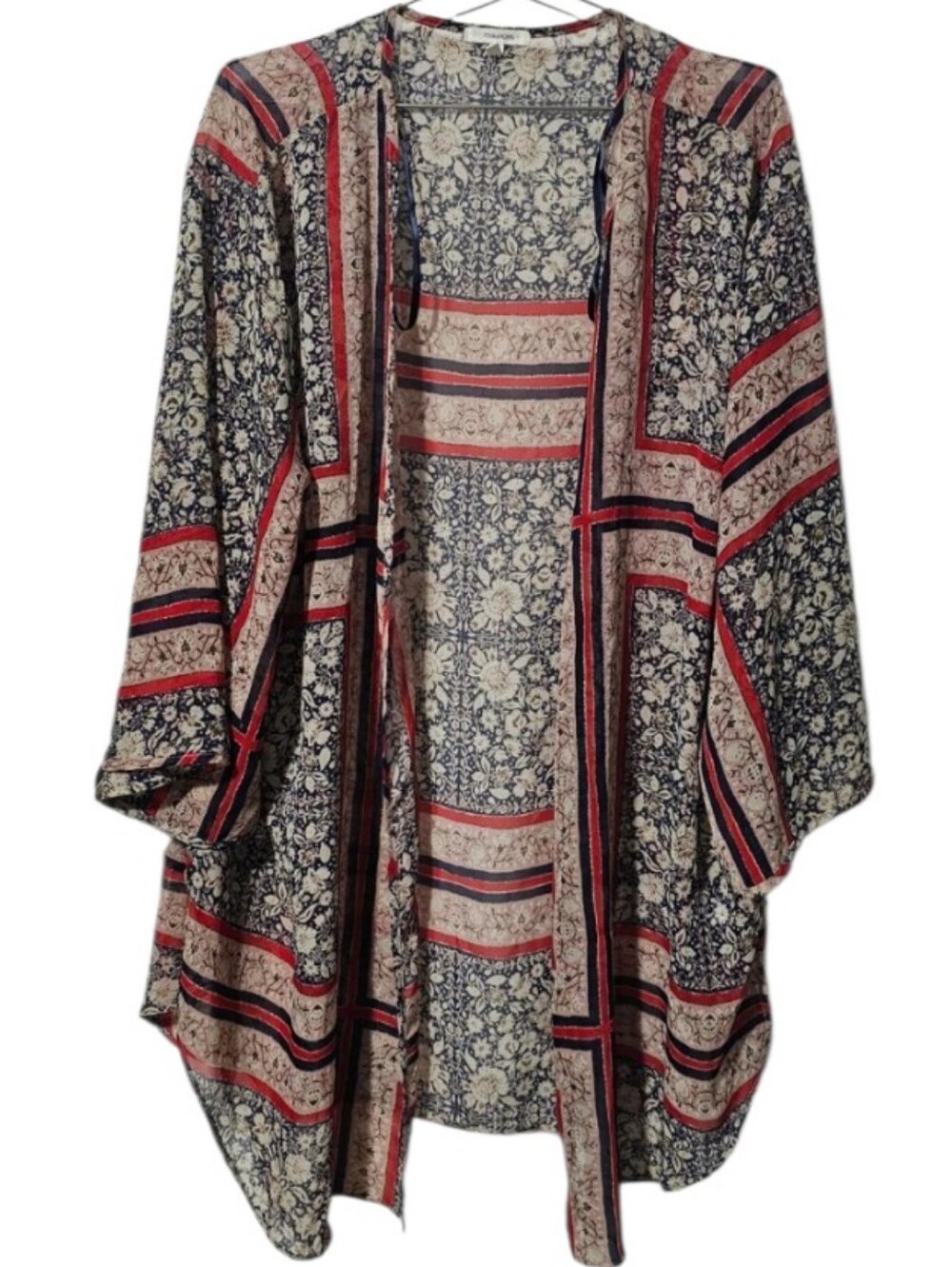Maurices Floral Kimono – Women’s L/XL | Red, Navy & Cream